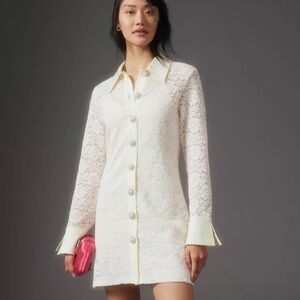 NWT Anthropologie Corey Lynn Calter Sheer Lace Shirt Dress Size S